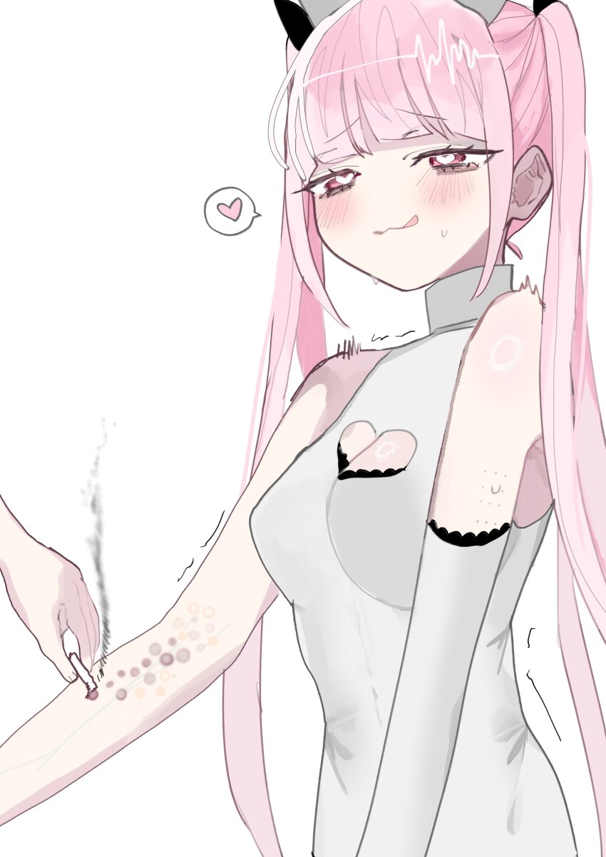 :3, absurdres, black_ribbon, blush, breasts, cigarette, cigarette_burn, cleavage_cutout