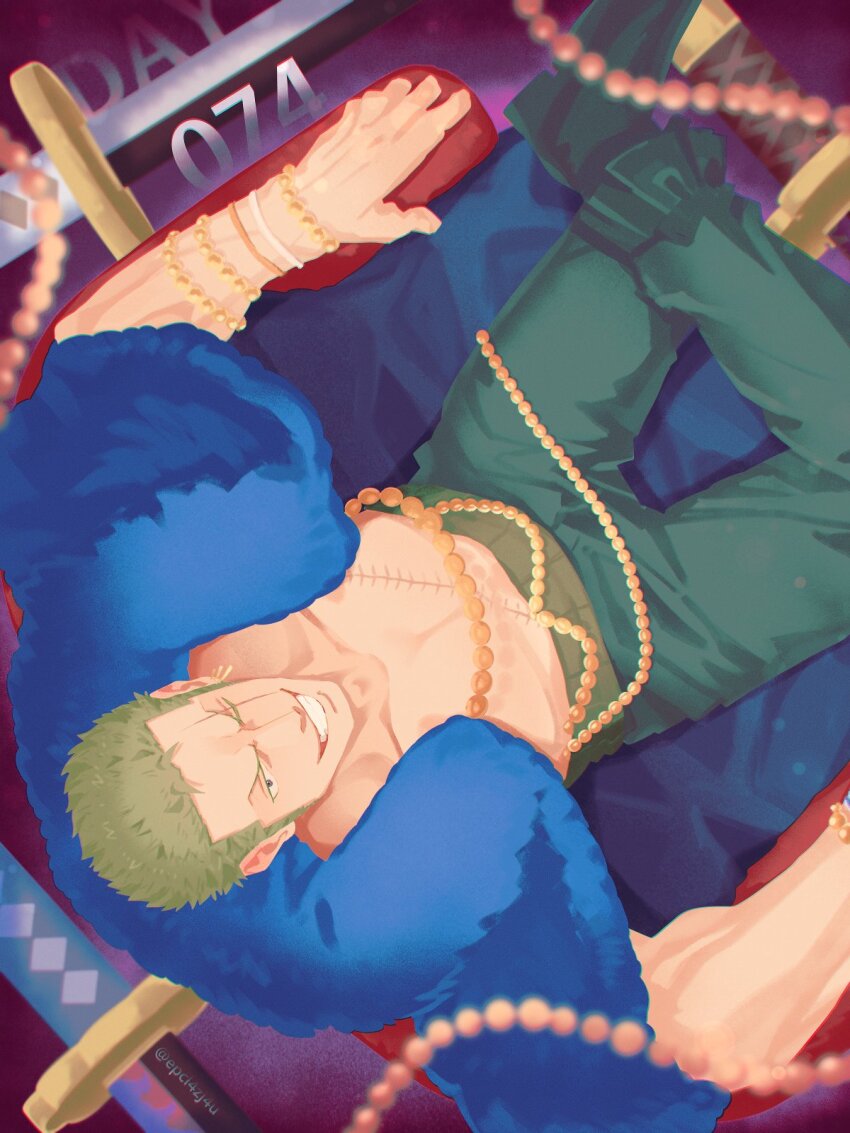 1boy, bead_bracelet, beads, blue_coat, bracelet, coat, earrings, epcl4zj4u