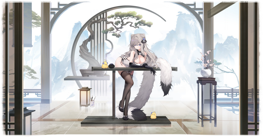 1girl, absurdres, animal_ears, ass, azur_lane, bare_shoulders, bent_over, bird