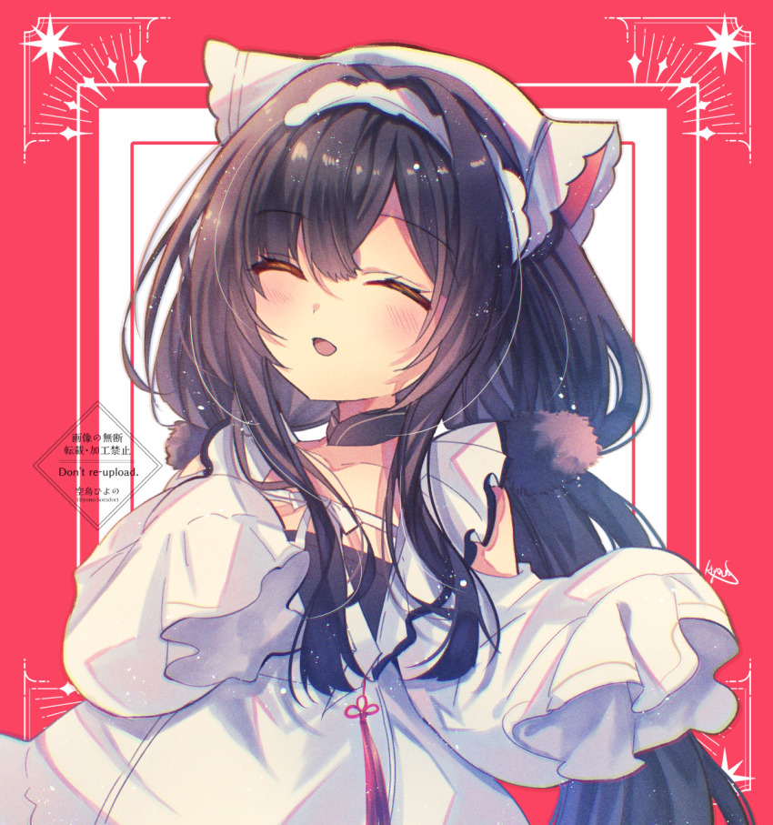 1girl, apron, architecture, azur_lane, black_dress, black_hair, blush, border