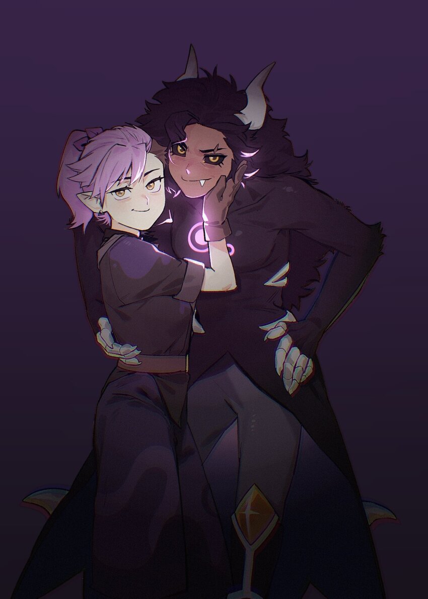 2girls, amity_blight, black_fur, black_sclera, claws, colored_sclera, couple, dark-skinned_female