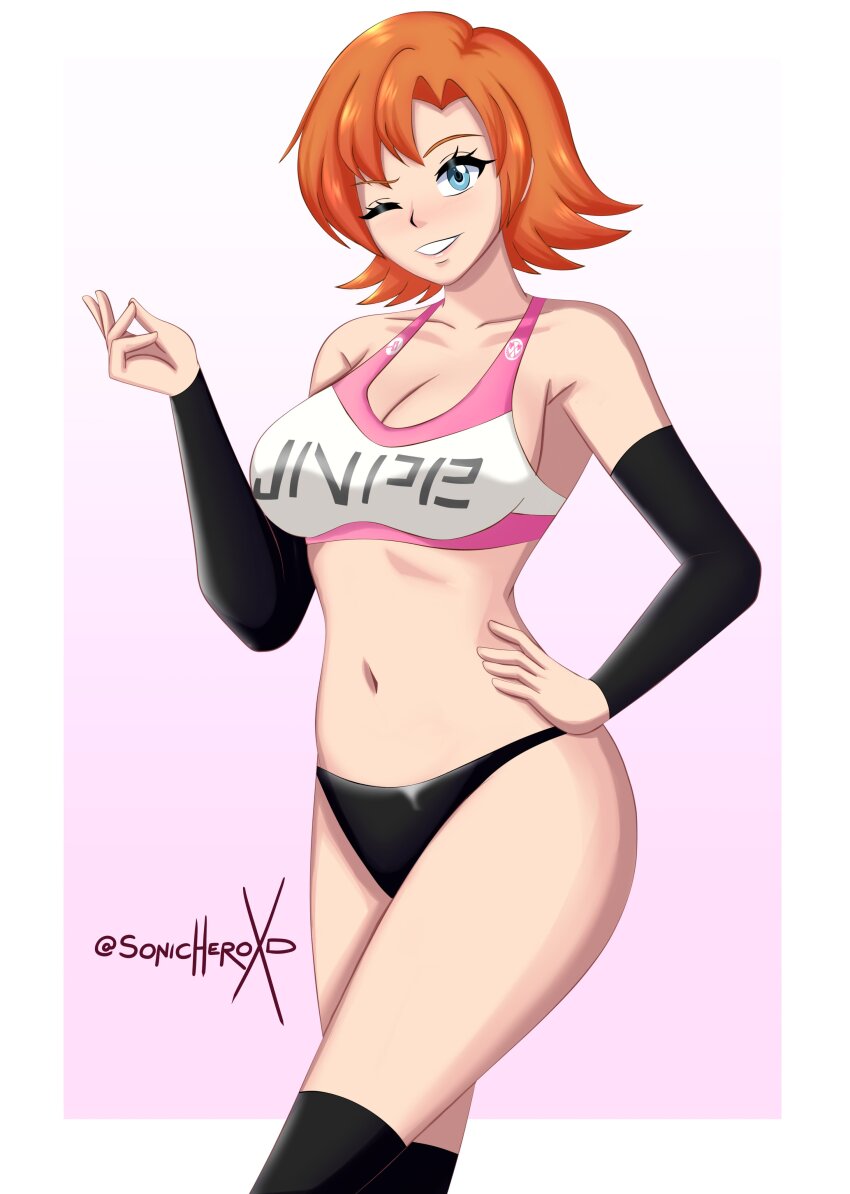 1girl, absurdres, black_thighhighs, blue_eyes, blush, breasts, collarbone, elbow_gloves