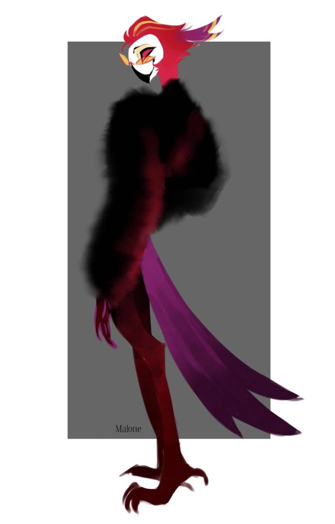 1boy, beak, bird_boy, black_suit, coat, demon_boy, formal_clothes, fur_coat