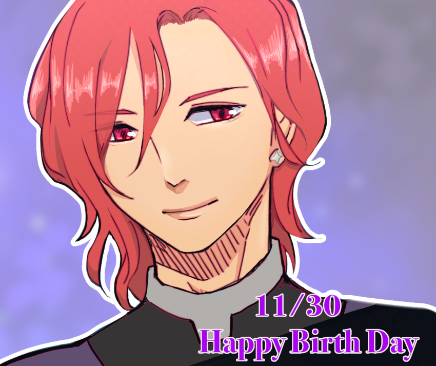 bodysuit, diving_suit, ear_piercing, fuke_rindo, hair_between_eyes, happy_birthday, light_smile, piercing