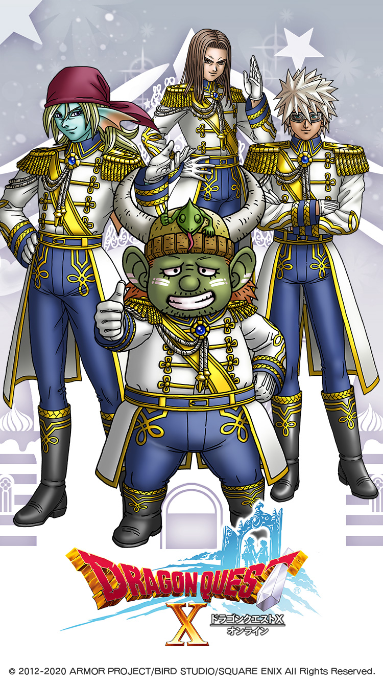 4boys, artist_request, bandana, black_footwear, blonde_hair, blue_eyes, blue_pants, blue_skin