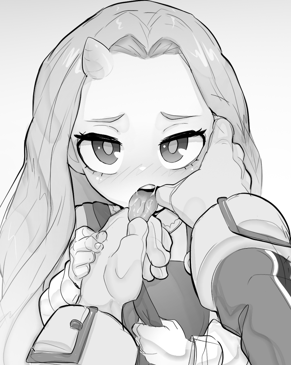 2girls, age_difference, asui_tsuyu, blush, bodysuit, boku_no_hero_academia, dress, drooling, eri_(boku_no_hero_academia), female_pov, finger_in_another's_mouth, forehead, gloves, hand_grab, hand_on_another's_face, holding_another's_tongue, holding_hands, horns, loli, long_hair, looking_at_viewer, monochrome, mouth_drool, mouth_focus, multiple_girls, onee-loli, open_mouth, pov, rodecchi, saliva, shirt, single_horn, small_horns, tongue, tongue_grab, tongue_out, yuri