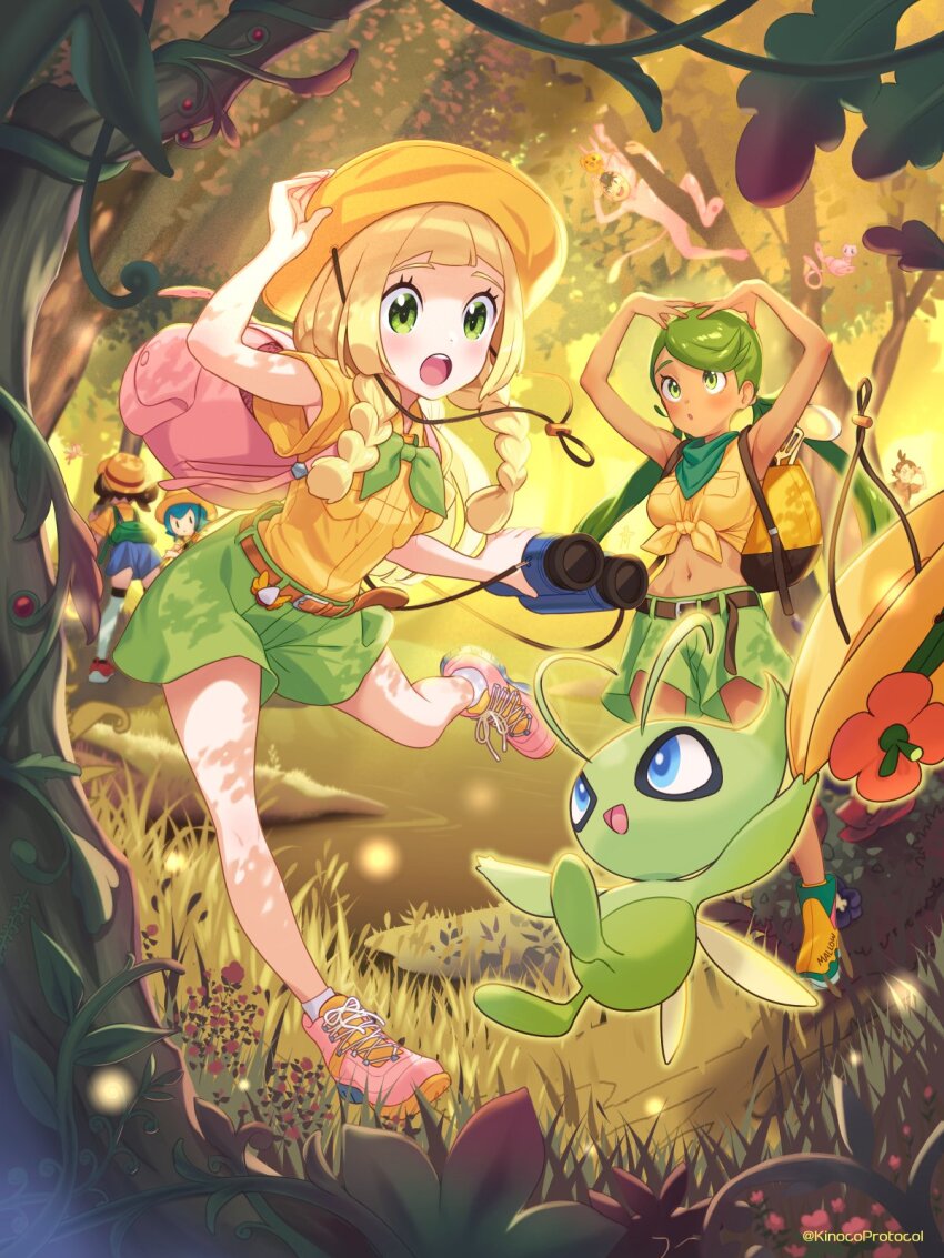 alternate_color, alternate_costume, ash_ketchum, budding_expeditioner_(pokemon), budding_expeditioner_(pokemon)_(cosplay), celebi, cosplay, gen_1_pokemon