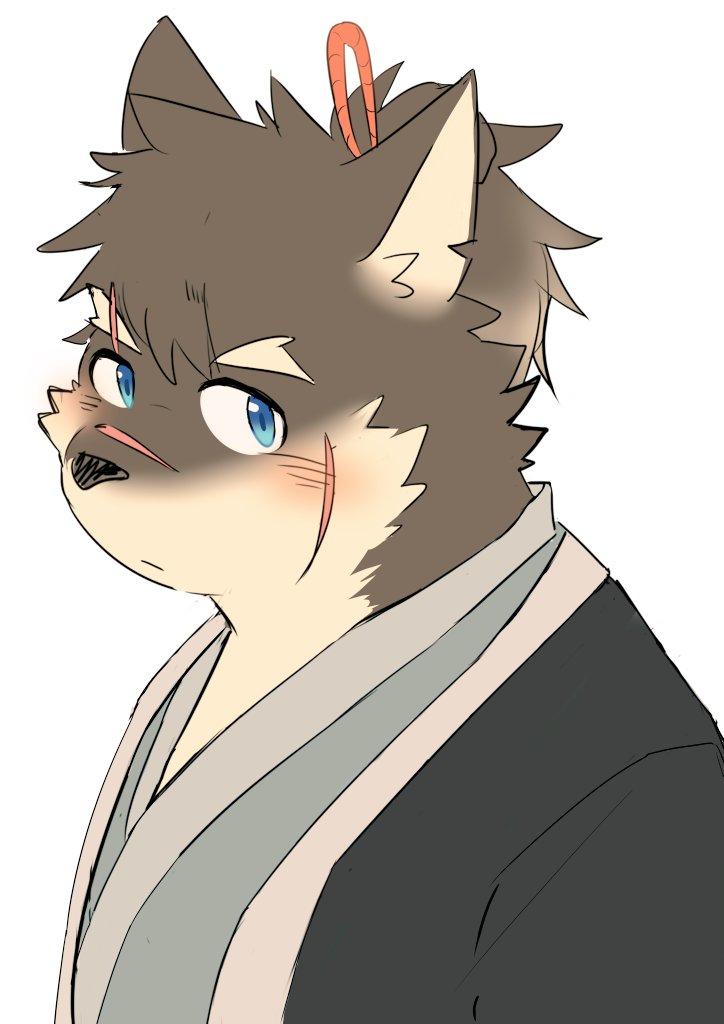 1boy, animal_ear_fluff, animal_ears, blue_eyes, brown_fur, closed_mouth, dog_boy, dog_ears