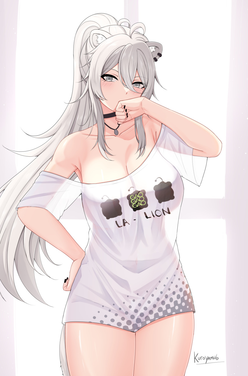 1girl, absurdres, ahoge, alternate_hairstyle, animal_ear_piercing, animal_ears, artist_name, backlighting