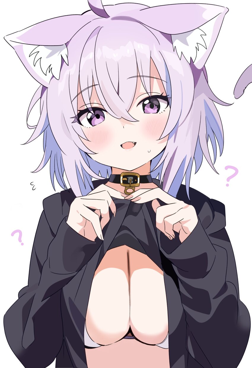 1girl, ?, absurdres, ahoge, animal_ears, belt, belt_collar, black_belt