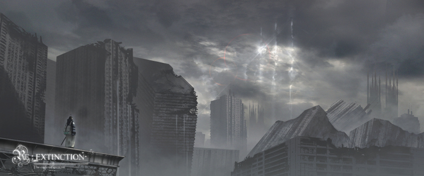 1girl, absurdres, backpack, bag, cityscape, cloud, cloudy_sky, copyright_name