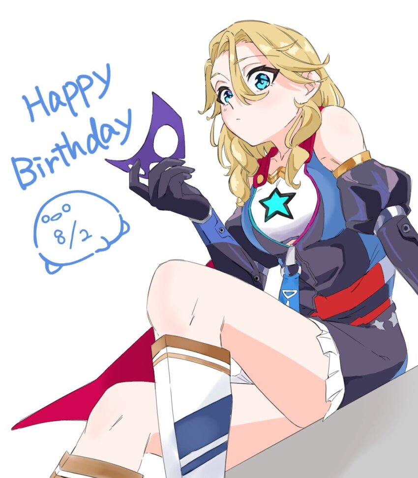 1girl, asngi_1027hana, blonde_hair, blue_eyes, breasts, cape, carole_reaper, eye_mask