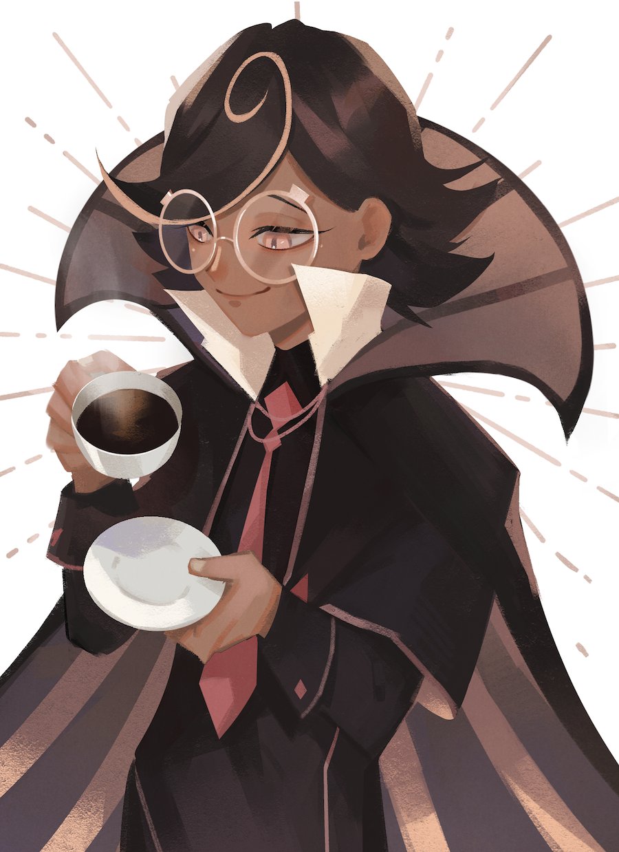 1boy, black_hair, cookie_run, cookie_run:_kingdom, dark-skinned_male, dark_skin, espresso_(drink), espresso_cookie