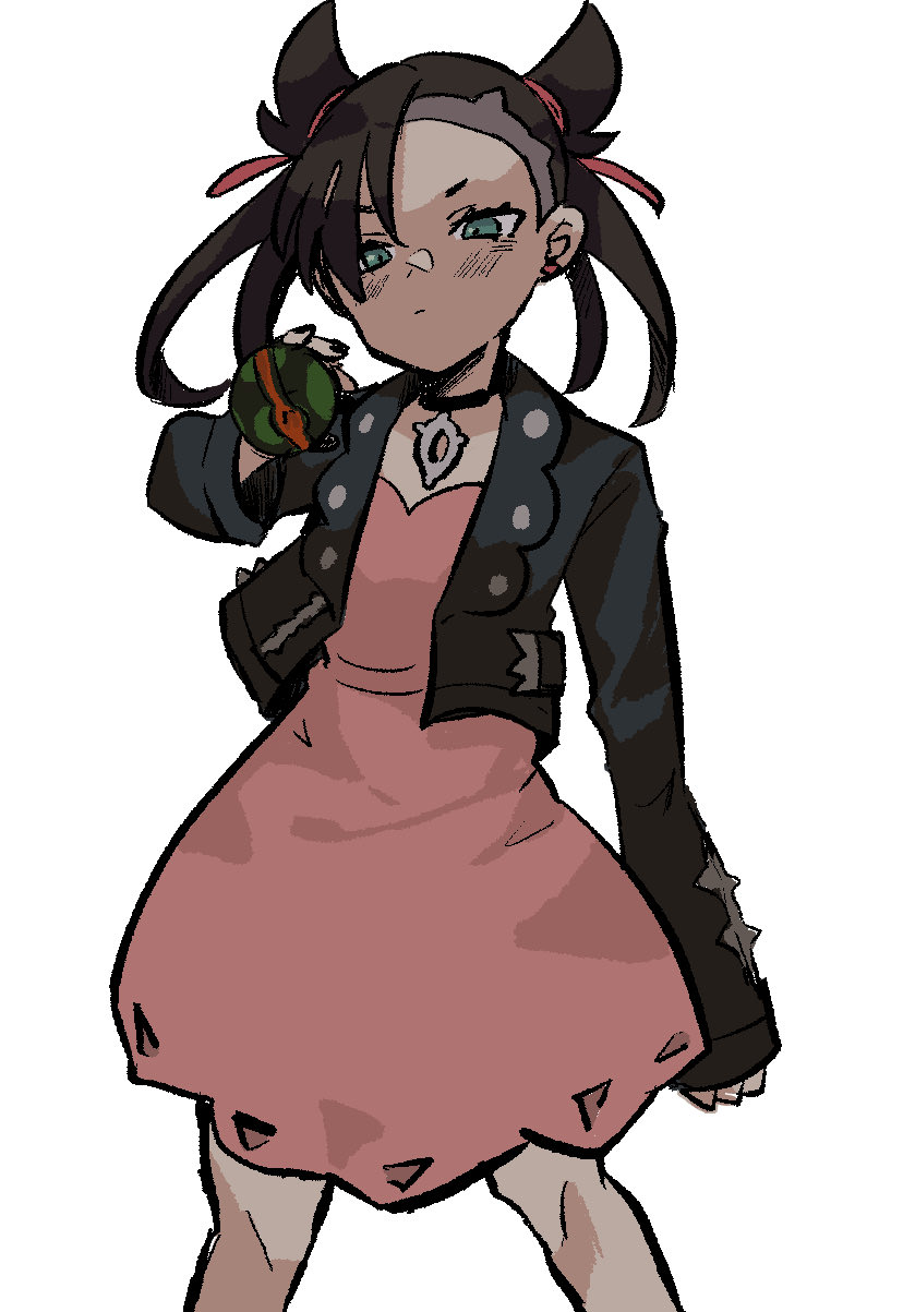 1girl, asymmetrical_bangs, asymmetrical_hair, black_choker, black_hair, black_jacket, black_nails, choker