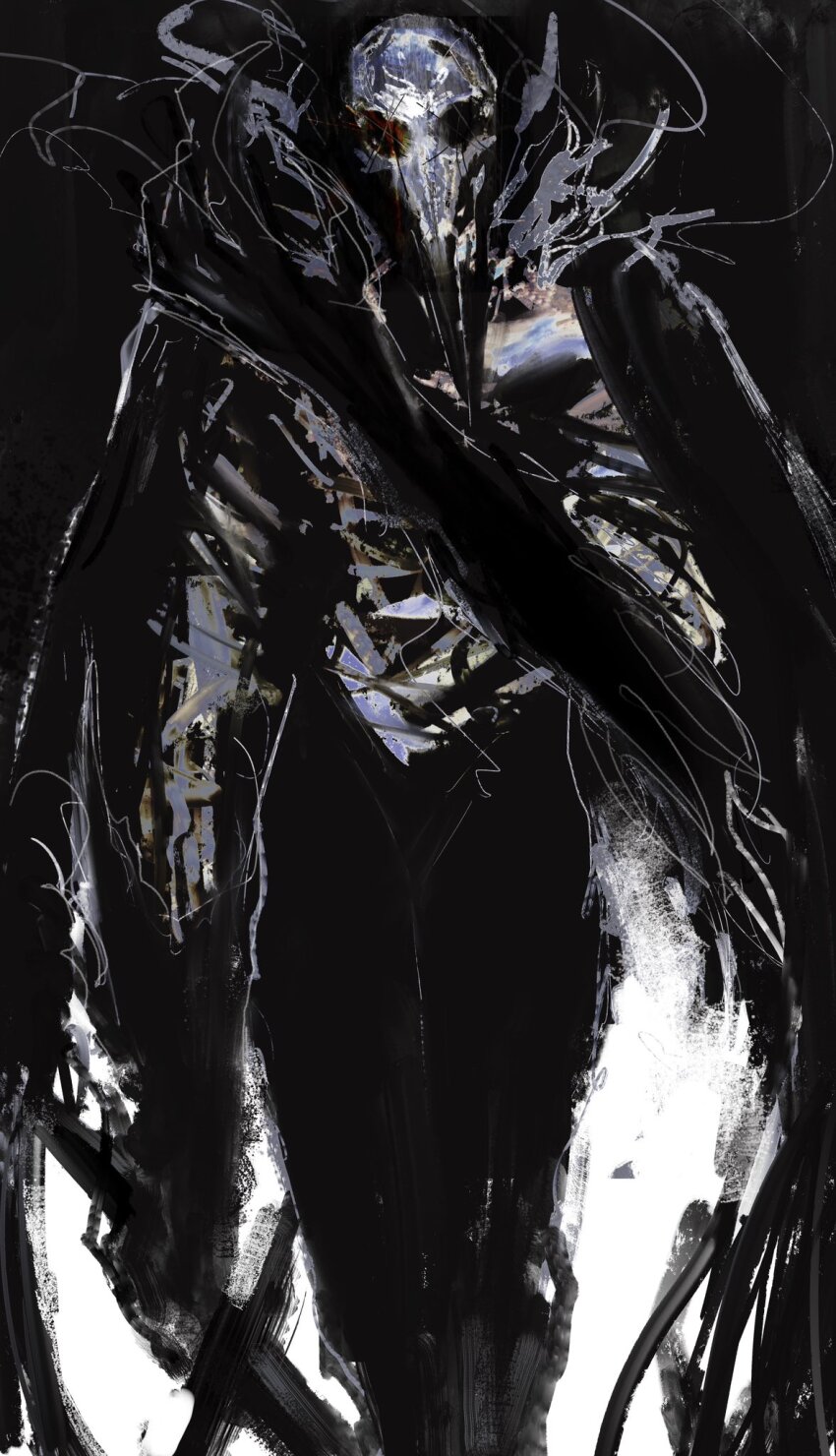 1boy, animal_skull, bestial_choujin, bird, bird_skull, black_wings, choujin_x, feathered_wings