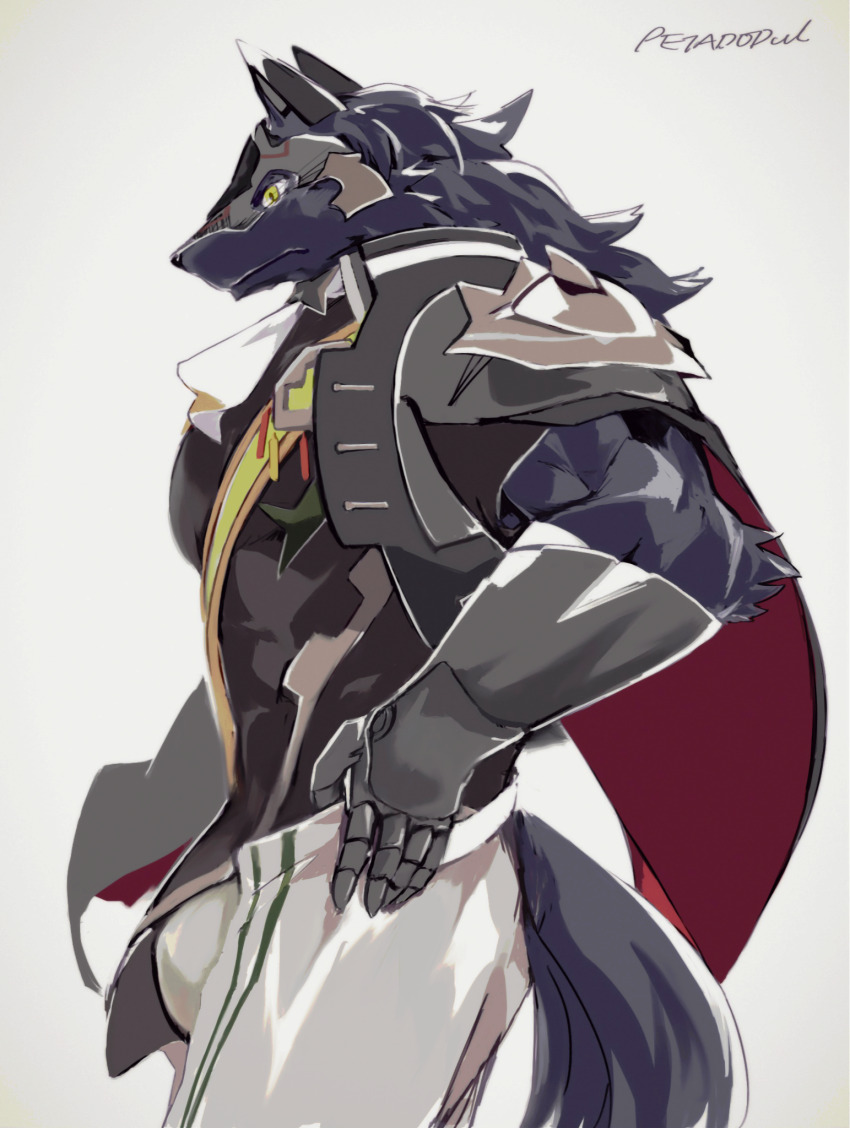 1boy, animal_ears, artist_name, closed_mouth, commentary_request, from_side, furry, furry_male