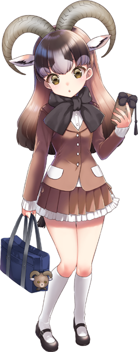 1girl, full_body, game_cg, kemono_friends, kemono_friends_kingdom, looking_at_viewer, mouflon_(kemono_friends), official_art