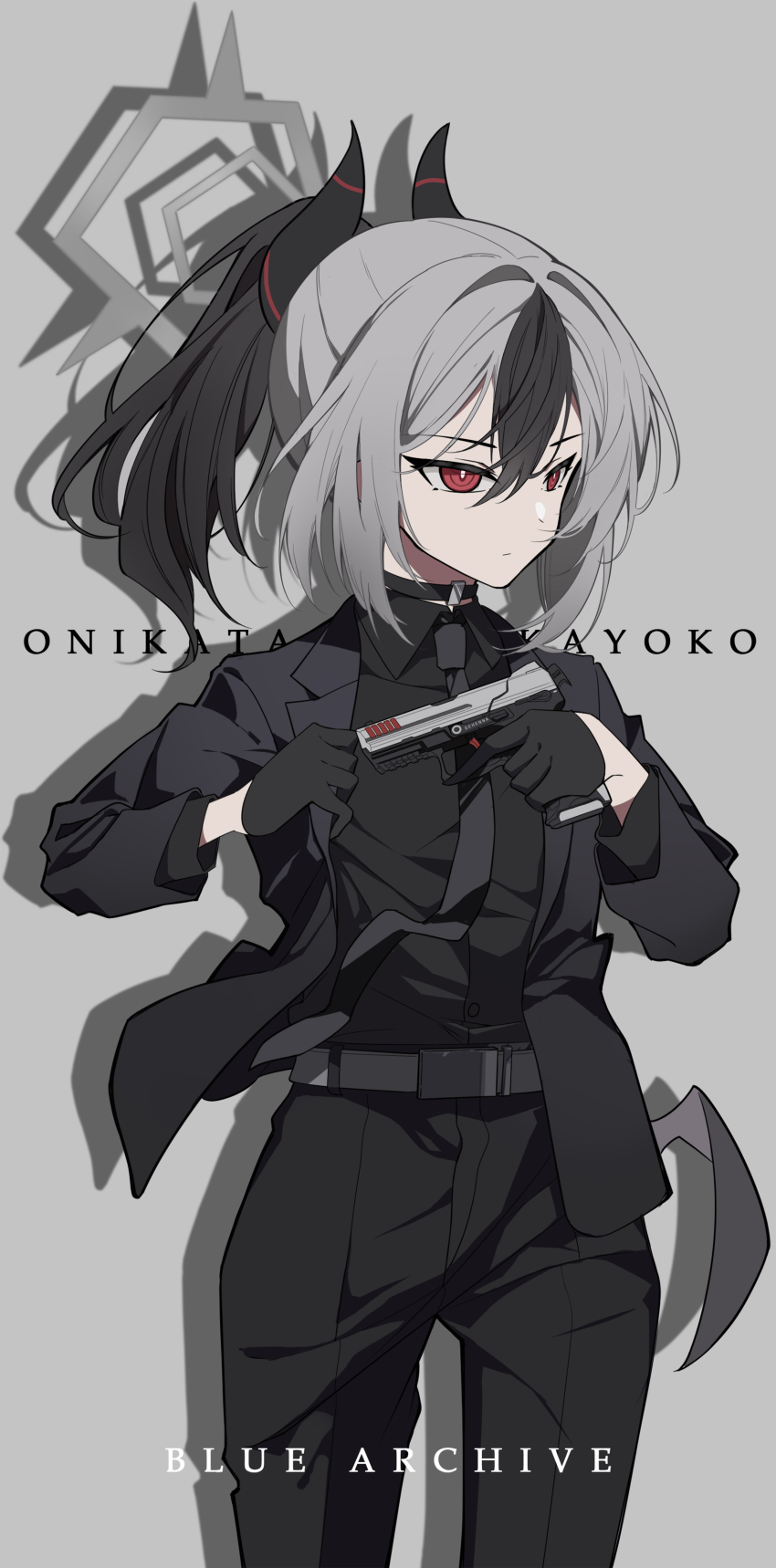 1girl, absurdres, alternate_costume, alternate_hair_color, belt, black_belt, black_choker, black_gloves