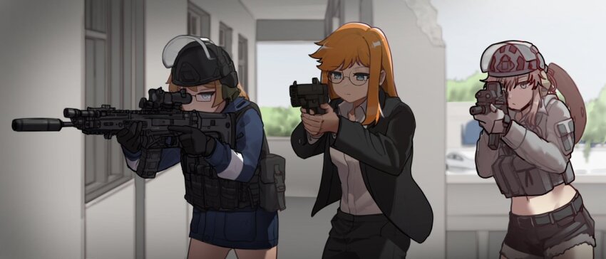 apartment, assault_rifle, commission, fn_scar, gugyun_(gugyun_00), gun, handgun, indie_virtual_youtuber