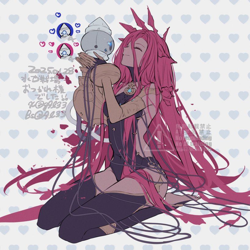 1girl, barefoot, black_leotard, black_thighhighs, cable, closed_eyes, commentary_request, full_body