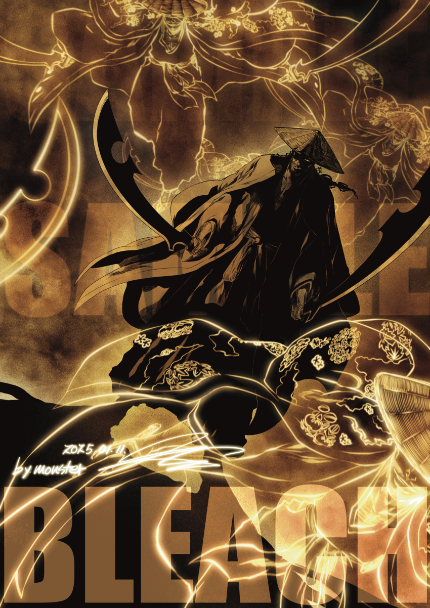 1boy, 2025, absurdres, afterimage, black_hakama, black_kimono, bleach, bleach:_sennen_kessen-hen