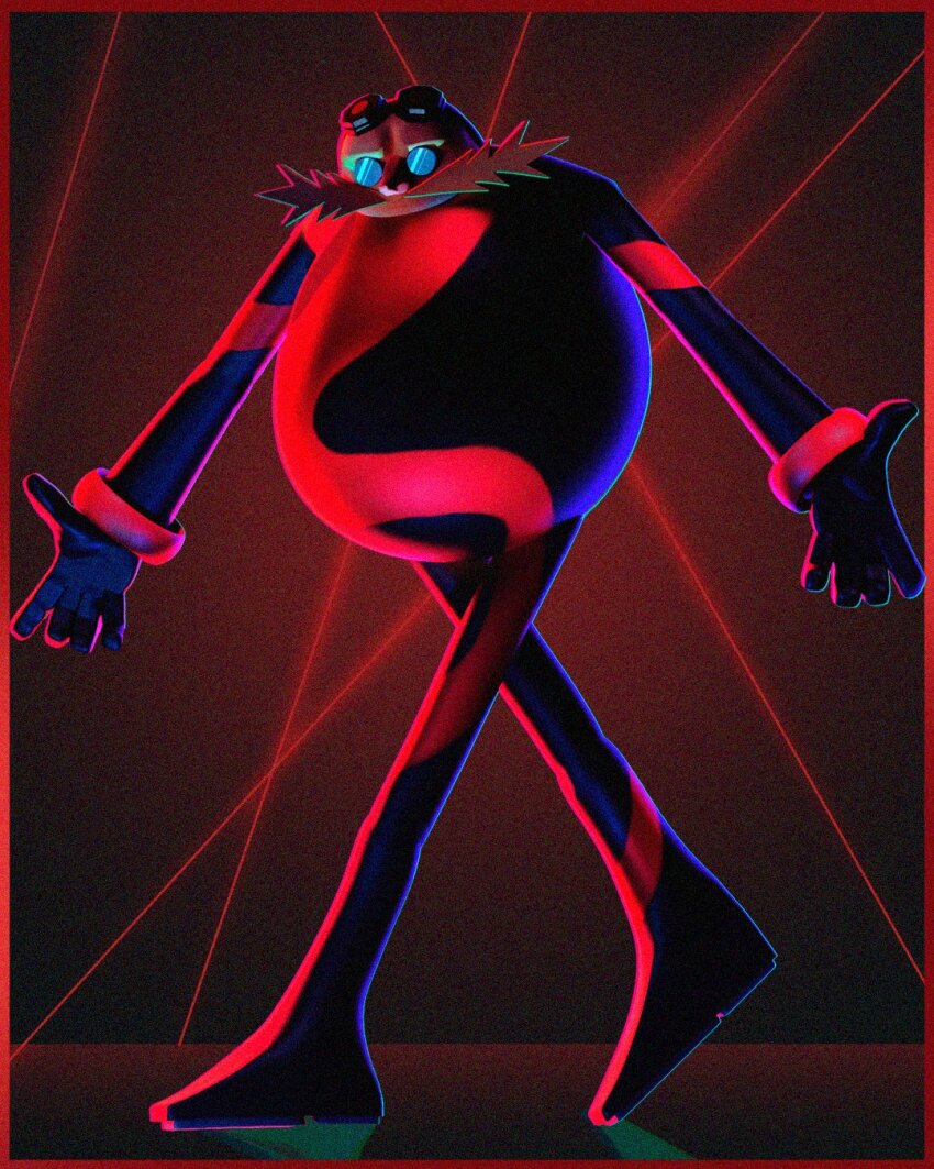 1boy, alternate_costume, bald, black_bodysuit, bodysuit, brown_facial_hair, dr._eggman, facial_hair