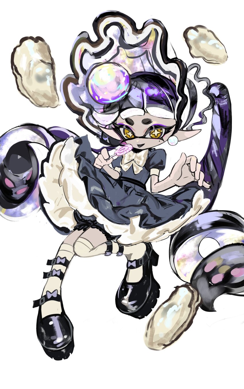 1girl, :p, absurdres, alternate_costume, black_dress, black_hair, bonnet, bow