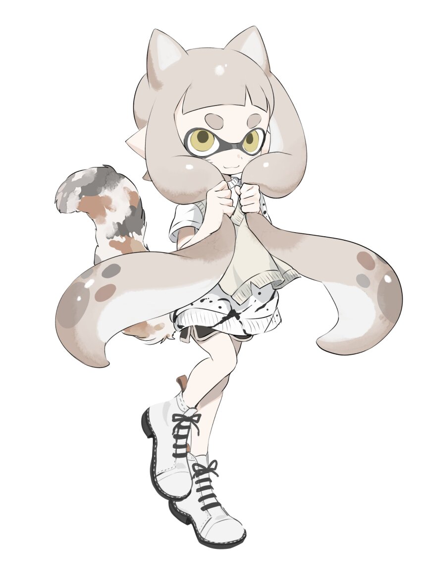 1girl, absurdres, animal_ears, black_shorts, boots, brown_hair, cat_ears, cat_girl