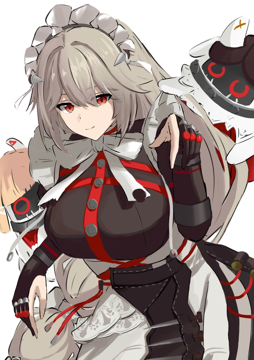 1girl, absurdres, alexandrina_sebastiane, anastella_(zenless_zone_zero), apron, bangboo_(zenless_zone_zero), black_gloves, breasts