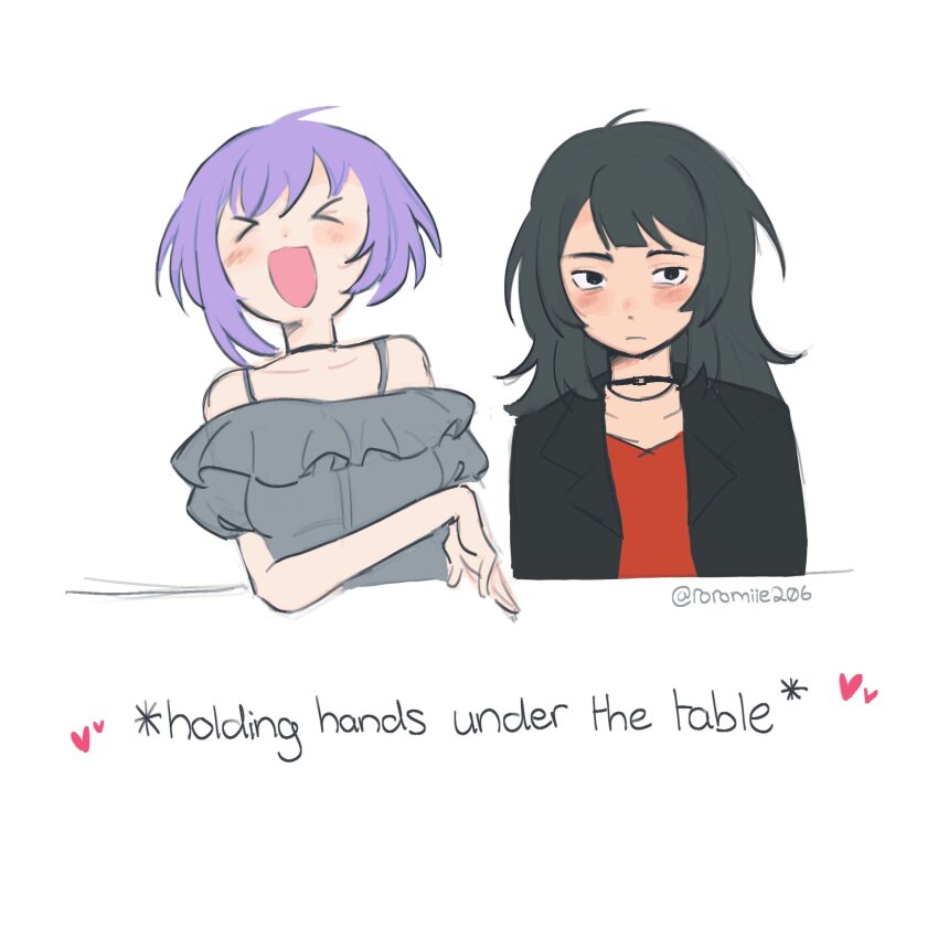 >_<, 2girls, asymmetrical_hair, bang_dream!, bang_dream!_it's_mygo!!!!!, black_choker, black_hair, black_jacket