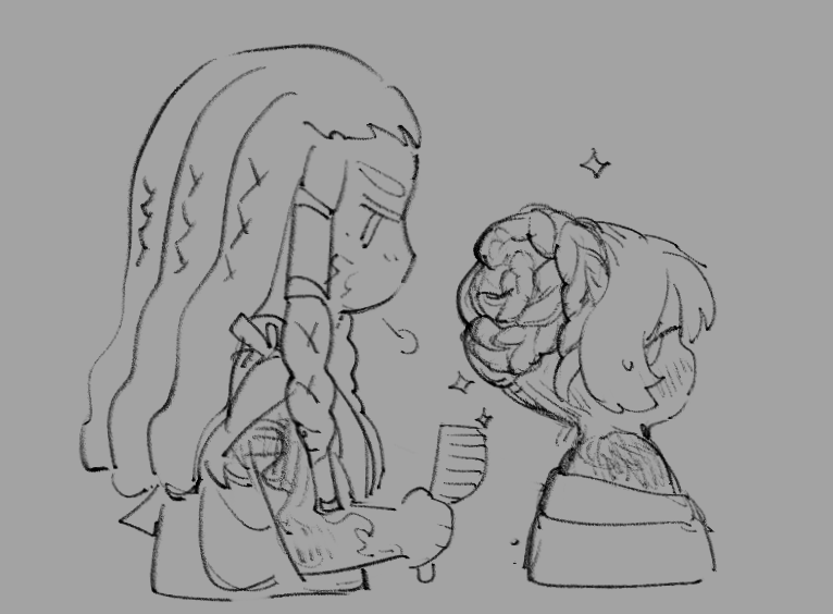 2girls, blush, braid, braided_bun, braided_dreadlocks, dreadlocks, fuku0275, greyscale