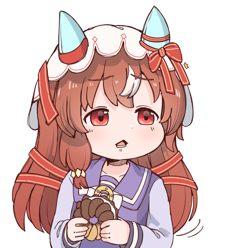 1girl, angel_french, animal_ears, blush, breasts, brown_hair, collarbone, donut