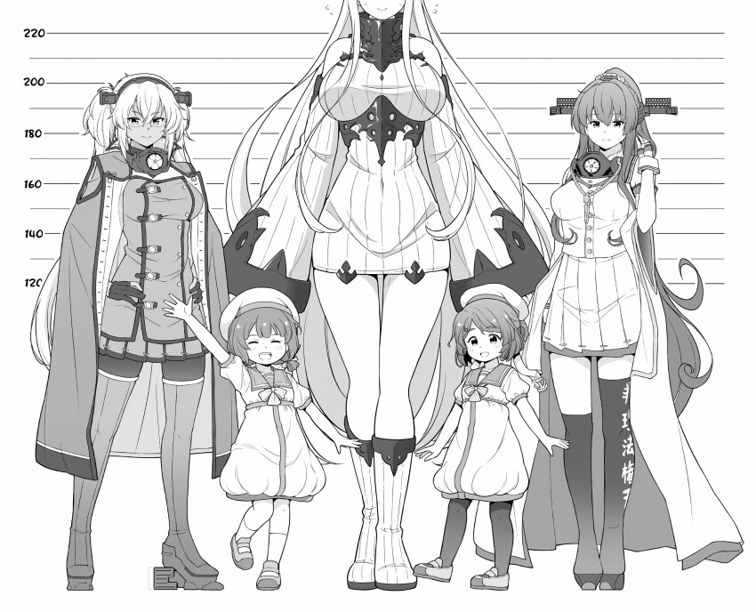 abyssal_ship, anchor_ornament, asymmetrical_legwear, breasts, buttons, cape, closed_eyes, clothes_writing