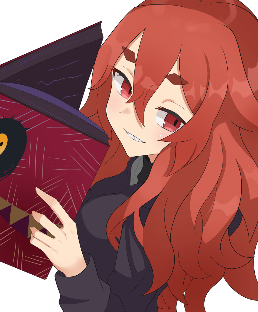 1girl, absurdres, blush, book, commentary, eyelashes, galleria_no_chika_meikyuu_to_majo_no_ryodan, hair_between_eyes