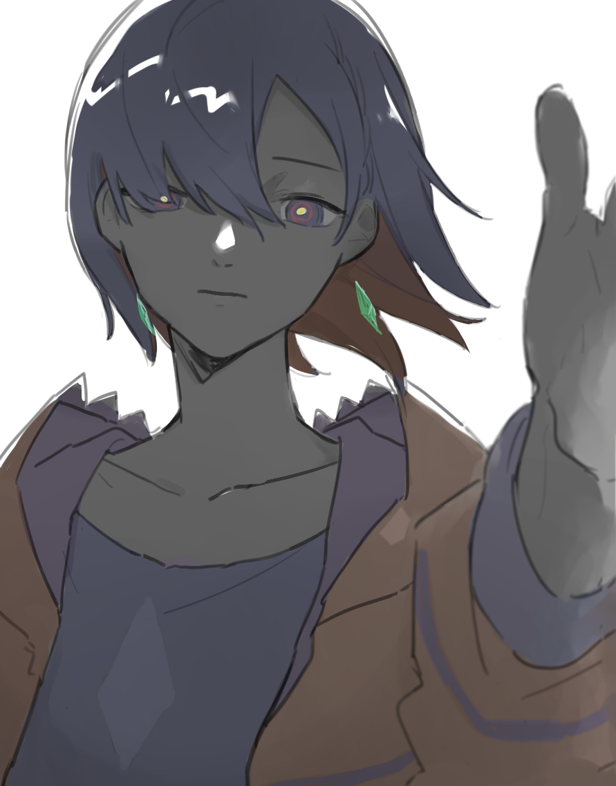 1girl, bad_id, bad_twitter_id, blue_eyes, blue_hair, blue_shirt, closed_mouth, collarbone