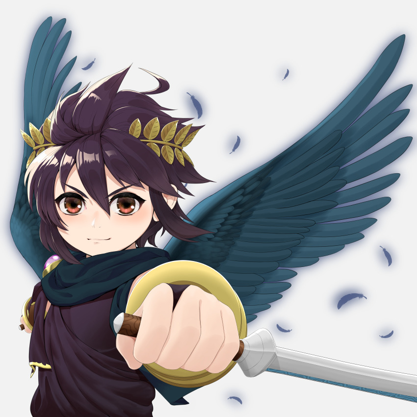 1boy, 3balkan, absurdres, ahoge, angel, angel_wings, black_hair, dark_pit