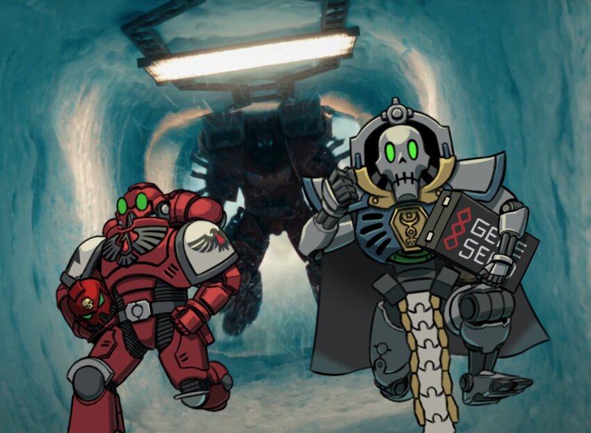 3boys, adeptus_astartes, armor, astartes_(web_animation), blood_angels, blood_ravens, cape, chibi