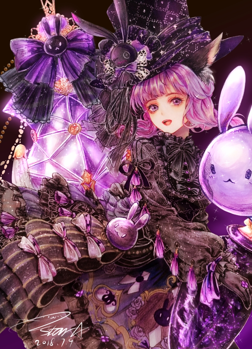 1girl, animal_print, astar0w0, black_background, black_bow, black_bowtie, black_dress, black_gloves