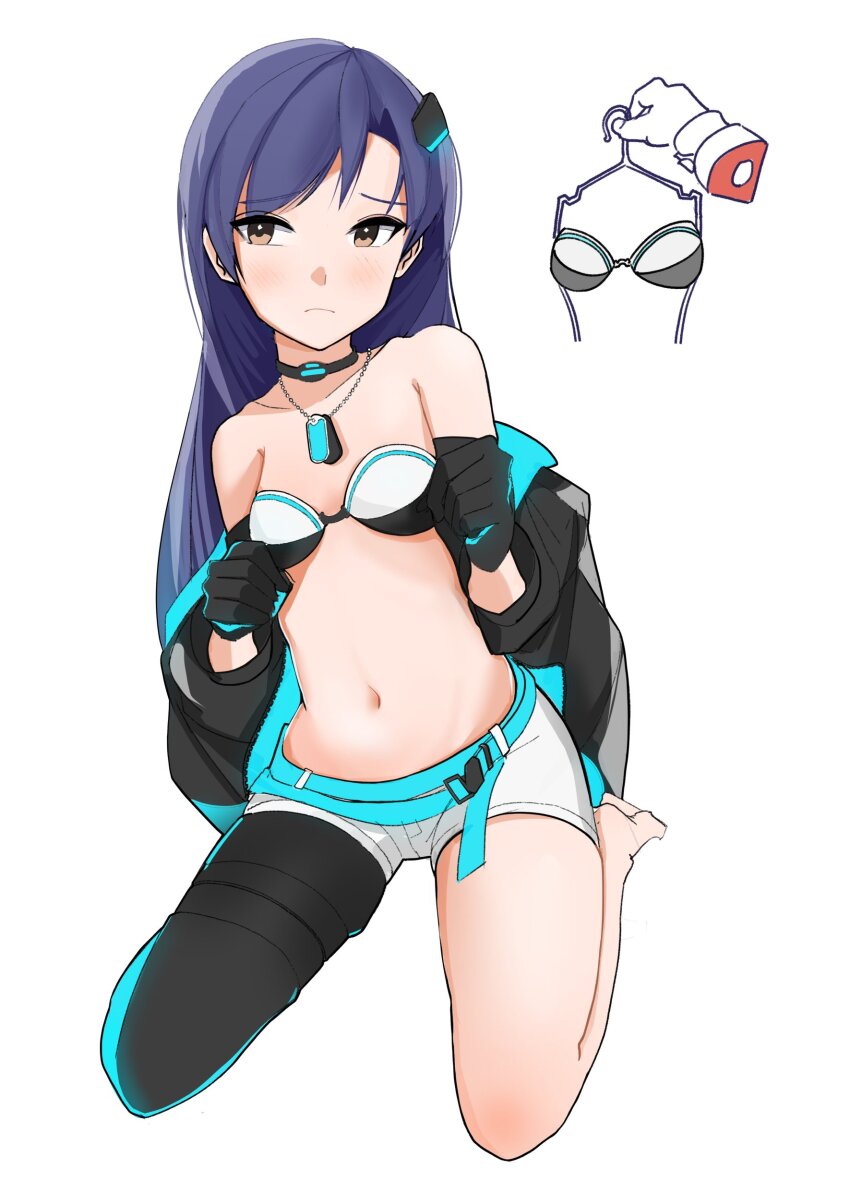 1boy, 1girl, absurdres, aqua_belt, aqua_gloves, aqua_jacket, belt, black_choker