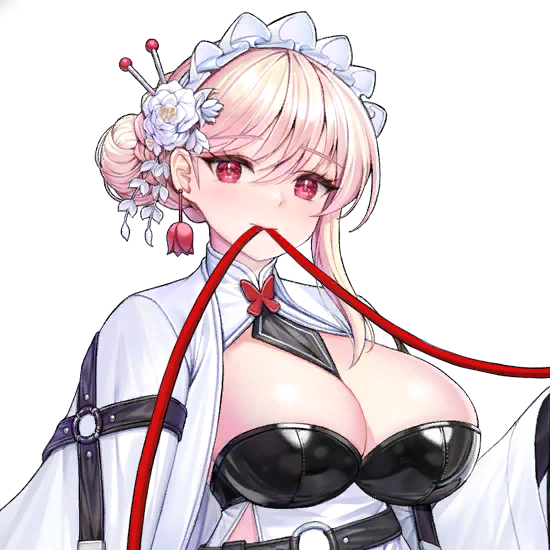 1girl, belt, between_breasts, black_belt, blonde_hair, braid, breasts, butterfly_ornament