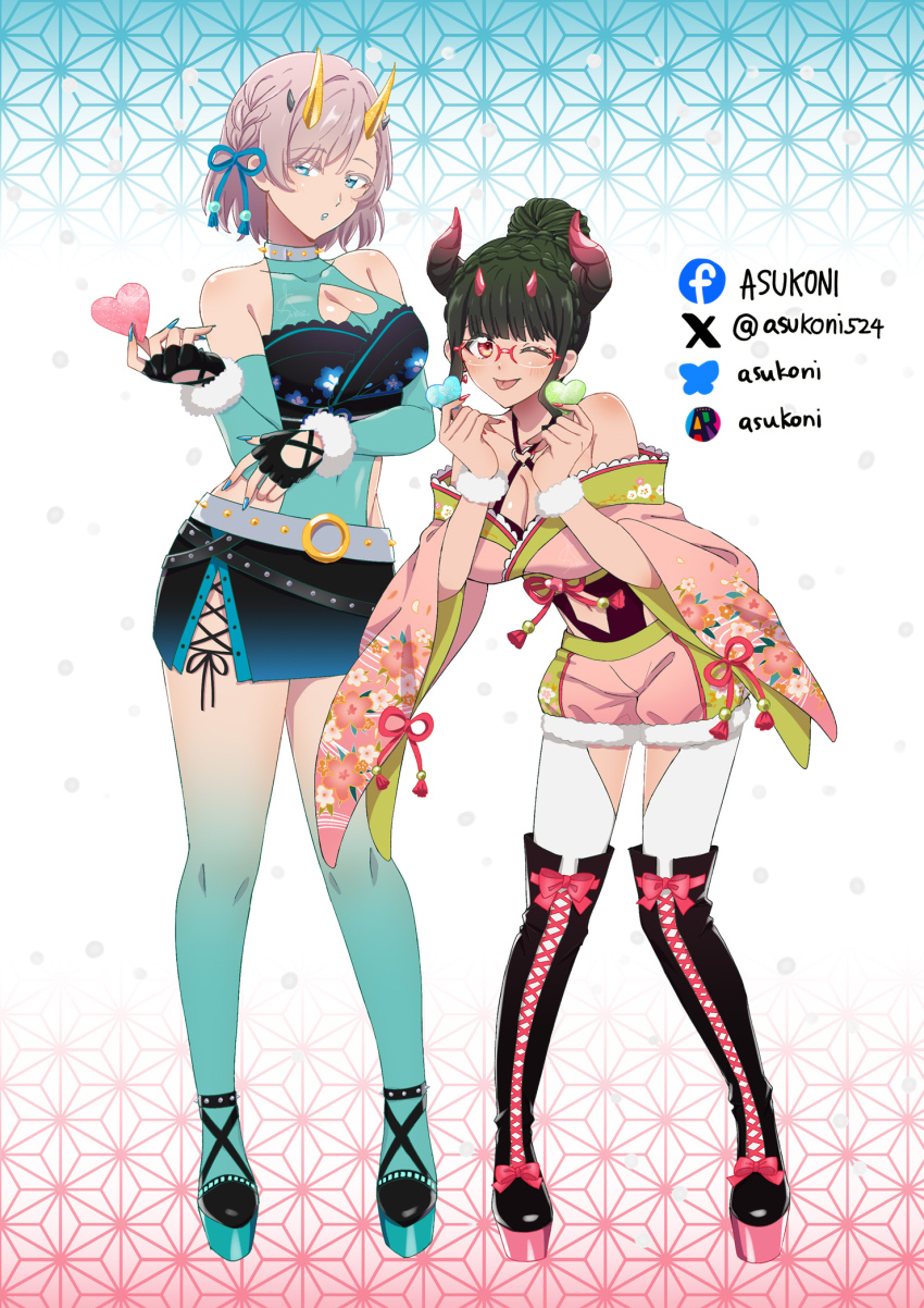 :p, anosillus_ii, bare_shoulders, black_hair, blue_eyes, braid, breasts, detached_sleeves