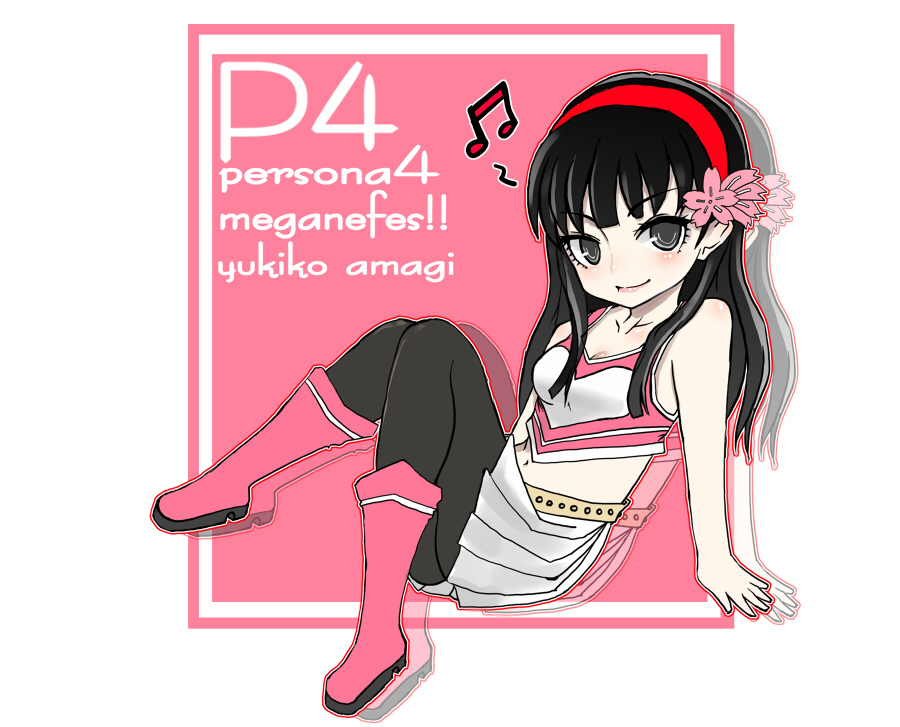 1girl, alternate_costume, amagi_yukiko, amane_shinobu, atlus, black_hair, black_pantyhose, boots