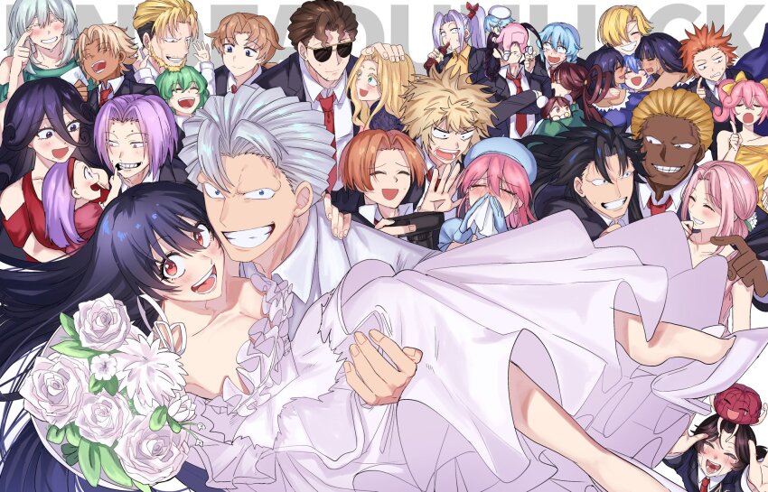 6+boys, 6+girls, af_suki113, andy_(undead_unluck), anno_un_(undead_unluck), backs_(undead_unluck), black_hair, blonde_hair