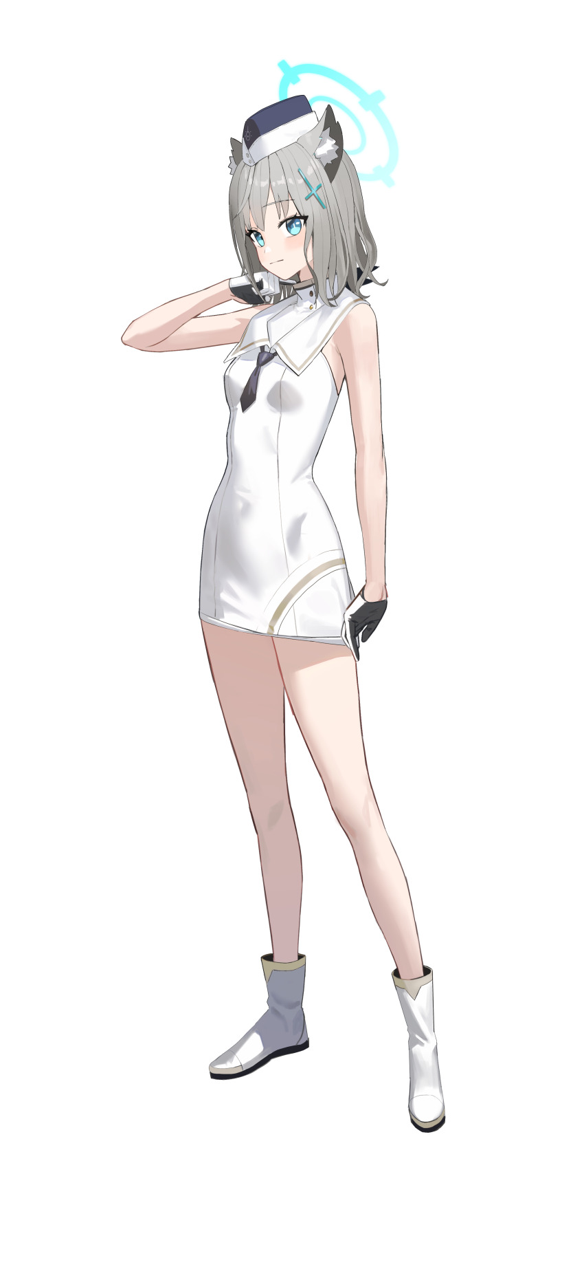 1girl, absurdres, alternate_costume, animal_ear_fluff, animal_ears, bare_shoulders, black_gloves, black_necktie