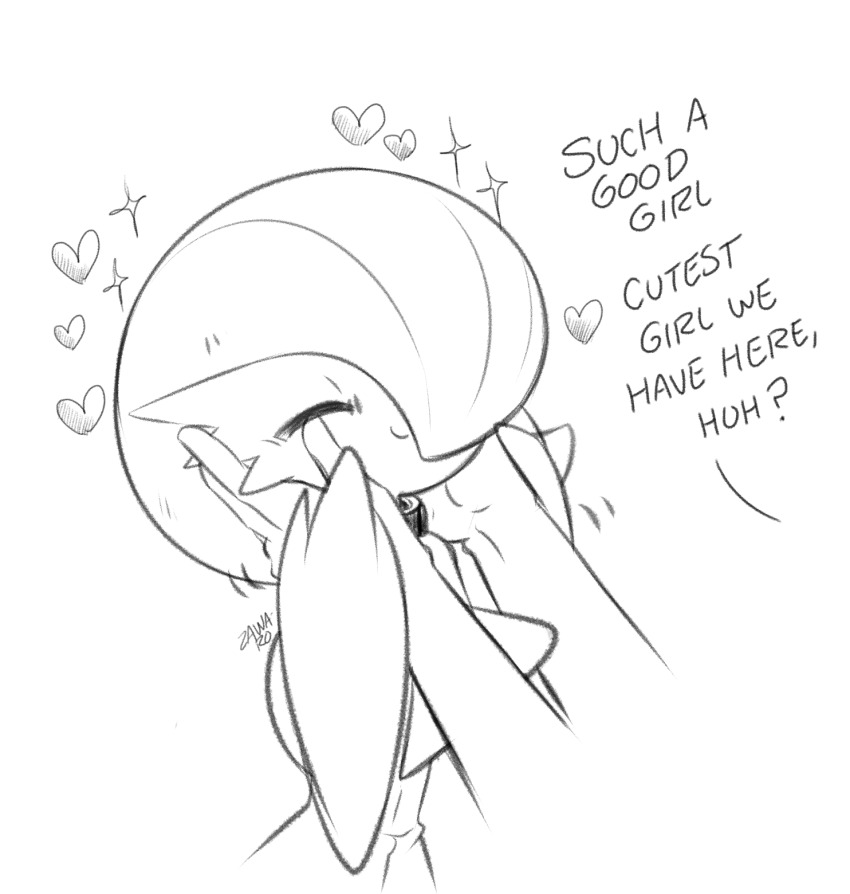 1girl, black_collar, bob_cut, closed_eyes, collar, gardevoir, gen_3_pokemon, hair_over_one_eye