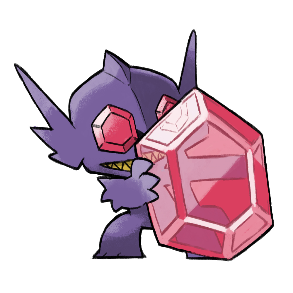 blacknirrow, chibi, colored_teeth, full_body, gem, gem_eyes, gen_3_pokemon, grin