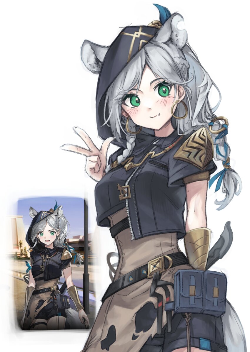 1girl, absurdres, ajani_(arknights), animal_ears, arknights, belt, blush, bracer