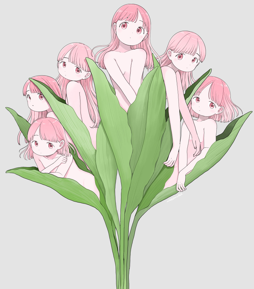 6+girls, absurdres, artist_name, breasts, closed_mouth, commentary, completely_nude, dot_nose