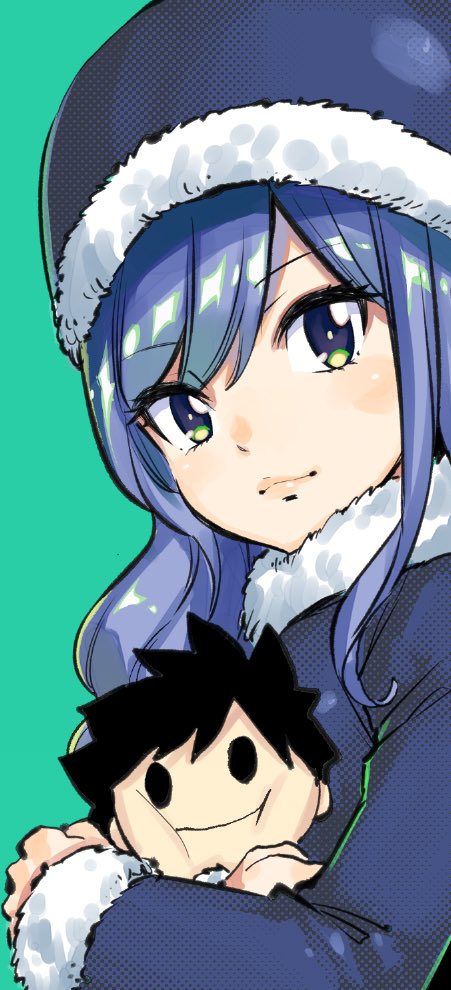 1girl, blue_coat, blue_eyes, blue_hair, blue_hat, character_doll, coat, doll