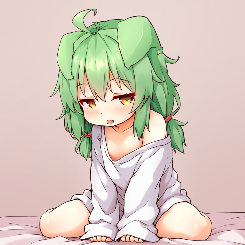 1girl, absurdres, ahoge, animal_ears, bare_shoulders, blush, breasts, brown_eyes